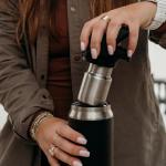 Flaskap Game Day FreePour System: 6oz Liquor Dispenser Kap and 26oz Cup Holder Style Bottle in Your Team Colors, Removable Liquor Well Mixed Drink Tumbler, Leak Proof Lid, Hidden Flask Tumbler