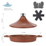 INSETFY Non-Stick Frying Pan/Skillet 11", 3QT Tagine Pan,Cast Aluminum Pans with Lid, Stove/Oven-to-Table Cookware, Dishwasher Safe& Compatible with All Stovetops（Terracotta）