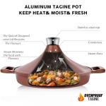 INSETFY Non-Stick Frying Pan/Skillet 11", 3QT Tagine Pan,Cast Aluminum Pans with Lid, Stove/Oven-to-Table Cookware, Dishwasher Safe& Compatible with All Stovetops（Terracotta）