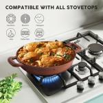 INSETFY Non-Stick Frying Pan/Skillet 11", 3QT Tagine Pan,Cast Aluminum Pans with Lid, Stove/Oven-to-Table Cookware, Dishwasher Safe& Compatible with All Stovetops（Terracotta）