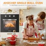 AMZCHEF Wall Ovens 24 inch Electric: 2800w Single Wall Oven with 6 Cooking Modes, 2.72 Cu.Ft. Electric Wall Oven, Convection Oven with Mechanical Knobs Control, Black