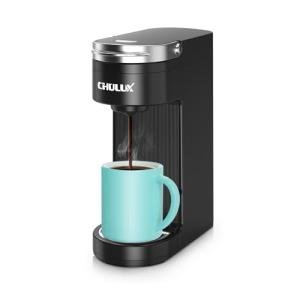 CHULUX Slim Single Serve Coffee Maker for K Cup, Mini Travel One Cup Coffee Machine for Home, Desk, Kitchen and Bedroom, Fits Travel Mug, Black