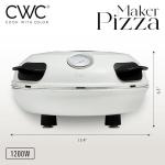 Cook With Color Electric Indoor Pizza Oven – Crispy Crust Countertop Pizza Maker, Heats up to 800˚F, 12 Inch Ceramic Stone, Dual Temperature Control Knobs, Bamboo Peel Included, Off White
