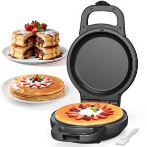 SugarWhisk Flip Pancake Maker Machine, Ceramic Coated Pancake Pan for 6.5 Inch Pancakes, Omelette, Crepe & Quesadilla, Frittata, Double Sided Omelette Pan Nonstick, Graphite