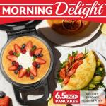 SugarWhisk Flip Pancake Maker Machine, Ceramic Coated Pancake Pan for 6.5 Inch Pancakes, Omelette, Crepe & Quesadilla, Frittata, Double Sided Omelette Pan Nonstick, Graphite