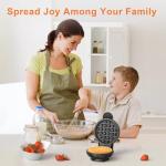 CROWNFUL Mini Waffle Maker, 4" Chaffle Maker with Compact Design, Easy to Clean, Non-Stick Surface, Recipe Guide Included, Perfect for Breakfast, Dessert, Sandwich, or Other Snacks