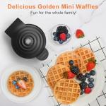 CROWNFUL Mini Waffle Maker, 4" Chaffle Maker with Compact Design, Easy to Clean, Non-Stick Surface, Recipe Guide Included, Perfect for Breakfast, Dessert, Sandwich, or Other Snacks