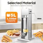 Commercial Manual Churros Maker, Heavy Duty Churros Machine with 6 Nozzles Large Capacity Practical Handle Enlarged Base and High-Efficiency Stainless Steel Latin Fruit Machine for Bakeries Cafeterias