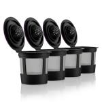 4 Black Reusable K Cups for Keurig Coffee Makers - BPA Free Refillable Kcups Coffee Filters for 1.0 and 2.0 Keurig Brewers