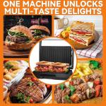 Baker's Friend 2 Slices of Mini Panini Press Electric Grill, Panini Grill Press Sandwich Maker Press, Sandwichera Electrical for Pancakes & Eggs, Oil Tray, Non Stick Surfaces, Stainless Steel