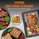 Baker's Friend 2 Slices of Mini Panini Press Electric Grill, Panini Grill Press Sandwich Maker Press, Sandwichera Electrical for Pancakes & Eggs, Oil Tray, Non Stick Surfaces, Stainless Steel