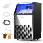 EUHOMY Commercial Ice Maker Machine,120lbs/24H Stainless Steel Under Counter Ice Machine with 33lbs Storage Bin, Freestanding Ice Maker for Home/Bar/Cafe/Restaurant