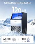 EUHOMY Commercial Ice Maker Machine,120lbs/24H Stainless Steel Under Counter Ice Machine with 33lbs Storage Bin, Freestanding Ice Maker for Home/Bar/Cafe/Restaurant