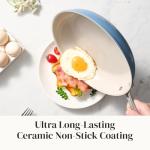 Redchef Nonstick Cookware Sets, Ceramic Frying Pan Set with Tempered Glass Lids, Non Stick Cooking Set, Dishwasher & Oven Safe, Induction Safe, Compatible with All Cooktops, Blue (8", 9.5", 11")