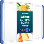 Large Cutting Boards for Kitchen - Dishwasher Safe Non-Slip Cutting Boards with Juice Grooves, Easy Grip Handles - Large and Thick Chopping Board Blue