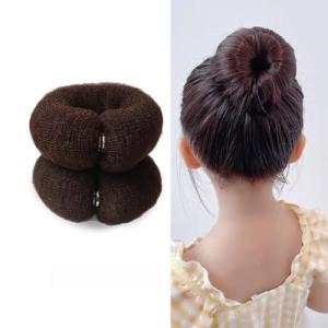 2PCS 20cm Donut Hair Bun Maker Ring Style Bun Hair Bun Maker DIY Hair Foam Ring Shaper Snap Roll Bun Tool for Women(brown)