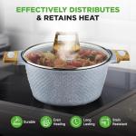 Nutrichef 22-Piece Cookware and Bakeware Set | Professional Home Kitchen Collection with Multi-Sized Pots, Pans, Non stick and Heat-Resistant Tools (Moon Grey Marble)