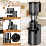 Cold Press Juicer, Juicer Machines with 5.4" Wide Feed Chute for Juice Extractor, Professional Slow Masticating Juicer for Whole Vegetables & Fruits with High Juice Yield, Easy to Clean (Black)
