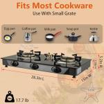 BesNerg Propane Stove 3 Burner Gas Stove, 34000 BTU High-Efficiency Auto Ignition Tempered Glass LPG Cooktop with CSA Regulator and Hose – for Outdoor Camping, RV, and Emergency Cooking