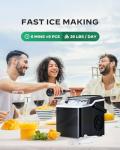 Silonn Countertop Ice Maker - 9 Cubes Ready in 6 Mins, 26lbs in 24Hrs, Portable Ice Machine with Self-Cleaning, 2 Sizes of Bullet Ice for Home/Kitchen/Party/RV, Black