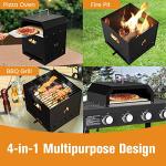 Giantex 4-in-1 Outdoor Pizza Oven Wood Fired, 2-Layer Pizza Maker Grill with Stone, Peel, Waterproof Cover, Cooking Grids, Detachable Grill Oven & Fire Pit for Outside Backyard BBQ