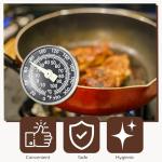 Xuhal 6 Pcs Stainless Steel Kitchen Glow Thermometer with 5 Inch Long Stem 1 Inch Dial Thermometer Milk Frothing Food for Oven Probe Meat Grill BBQ Cooking Chocolate Water(Red,White,Black)