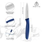 Ruffulon Stainless Steel Paring Knife With Serrated Blade, 6 Pieces Set Vegetable and Fruit Knife, Ultra Sharp Small Kitchen Knife, Colorful Paring Knifves with PP Plastic Ergonomic Handle.