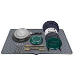 Dish Drying Mat, Silicone Dish Drying Mat for Kitchen Counter, Extra Thick & Large Dish Drainboard Mat with Built-in Drain, Non-silp, Heat Resistant, Dishwasher Safe (Gray, 24" x 15")