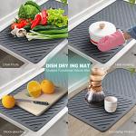Dish Drying Mat, Silicone Dish Drying Mat for Kitchen Counter, Extra Thick & Large Dish Drainboard Mat with Built-in Drain, Non-silp, Heat Resistant, Dishwasher Safe (Gray, 24" x 15")