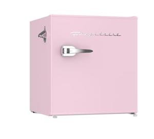 Frigidaire EFR176 Retro Compact Fridge with Chiller Mini Refrigerator with Built-in Bottle Opener for Office, Bedroom, Dorm Room or Cabin, 1.6 cu ft 16" D x 18" W x 18.5" H, Pink
