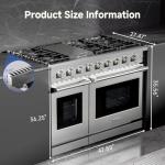 AAOBOSI 48 Inch Freestanding Gas Range Ovens with 7.0 cu.ft Large Capacity Double Convection Ovens, 6 Sealed Burners Plus Iron Grill Burner, Stainless Steel Gas Range Stove with NG/LPG Convertible