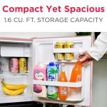 Frigidaire EFR176 Retro Compact Fridge with Chiller Mini Refrigerator with Built-in Bottle Opener for Office, Bedroom, Dorm Room or Cabin, 1.6 cu ft 16" D x 18" W x 18.5" H, Pink