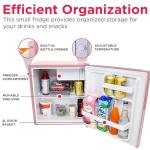 Frigidaire EFR176 Retro Compact Fridge with Chiller Mini Refrigerator with Built-in Bottle Opener for Office, Bedroom, Dorm Room or Cabin, 1.6 cu ft 16" D x 18" W x 18.5" H, Pink