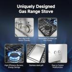 AAOBOSI 48 Inch Freestanding Gas Range Ovens with 7.0 cu.ft Large Capacity Double Convection Ovens, 6 Sealed Burners Plus Iron Grill Burner, Stainless Steel Gas Range Stove with NG/LPG Convertible