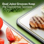 INZOO Double-Sided Stainless Steel Cutting Board for Kitchen, 16''×11'' Scratch-Resistant Cutting Board for Meat, Vegetables & Fruits, Rust-Resistant Chopping Board with Juice Groove on Both Sides