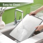 INZOO Double-Sided Stainless Steel Cutting Board for Kitchen, 16''×11'' Scratch-Resistant Cutting Board for Meat, Vegetables & Fruits, Rust-Resistant Chopping Board with Juice Groove on Both Sides