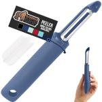 GORILLA GRIP Patented BPA-Free Sharp Stainless Steel Dual Swivel Vegetable Peeler, Soft Comfortable Handle, Smoothly Peel Apples, Potatoes, Carrots, Includes Blade Cover, Kitchen Tool Peelers, Blue