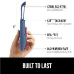 GORILLA GRIP Patented BPA-Free Sharp Stainless Steel Dual Swivel Vegetable Peeler, Soft Comfortable Handle, Smoothly Peel Apples, Potatoes, Carrots, Includes Blade Cover, Kitchen Tool Peelers, Blue