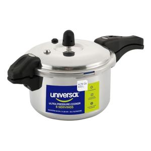 Universal (4.75 Quart / 4.5 Liter) Ultra Pressure Cooker, Pressure Pot with 6 Safety Systems, Aluminum Pressure Cooker for 5 Servings, Even Heat Distribution, Diameter 9.4 inches, Height 8 inches