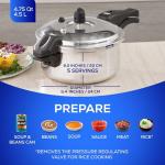 Universal (4.75 Quart / 4.5 Liter) Ultra Pressure Cooker, Pressure Pot with 6 Safety Systems, Aluminum Pressure Cooker for 5 Servings, Even Heat Distribution, Diameter 9.4 inches, Height 8 inches