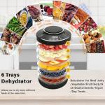 LSZY Food Dehydrator,6 BPA-free Trays, 600W Drying Machine with 24H Timer,158°F Food Fruit Dryer for Jerky, Herbs, Meat, Fruit,Dog Treats, Mushroom, Dried Snacks-Home Use Dehydrators (Black)