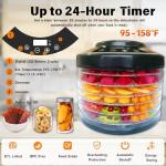 LSZY Food Dehydrator,6 BPA-free Trays, 600W Drying Machine with 24H Timer,158°F Food Fruit Dryer for Jerky, Herbs, Meat, Fruit,Dog Treats, Mushroom, Dried Snacks-Home Use Dehydrators (Black)