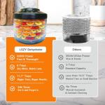LSZY Food Dehydrator,6 BPA-free Trays, 600W Drying Machine with 24H Timer,158°F Food Fruit Dryer for Jerky, Herbs, Meat, Fruit,Dog Treats, Mushroom, Dried Snacks-Home Use Dehydrators (Black)