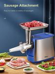 Electric Meat Grinder, Heavy Duty Meat Mincer, Sausage Stuffer Maker, Food Grinder with Sausage & Kubbe Kit, 2 Grinder Plates, Stainless Steel (Blue)