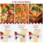 Stainless Steel Pasta Maker Attachment for KitchenAid Stand Mixer, 3 in 1 Pasta Maker with Auto Conveying Roller Plate Includes Pasta Roller Spaghetti & Fettuccine Cutter