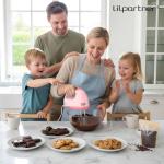 LILPARTNER Hand Mixer Electric, Small Food Mixer 7 Speeds Handheld Blender, 304 *(2* Beater, 2*Dough Hook) Kitchen Blender for Cream, Cookies, Dishwasher Safe, Pink