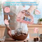 LILPARTNER Hand Mixer Electric, Small Food Mixer 7 Speeds Handheld Blender, 304 *(2* Beater, 2*Dough Hook) Kitchen Blender for Cream, Cookies, Dishwasher Safe, Pink