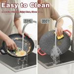 Dzanwo Electric Indoor Grill Nonstick Smokeless, 14 Inch Round Griddle with Temperature Control, Includes Oil Brush & Food Tongs for Kitchen, BBQ, Pan Searing Steak, Pancakes