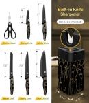 Knife Set, 8 Pieces Kitchen Knife Set, High Carbon German Stainless Steel, Dishwasher Safe Cutlery with Sharpener, Black