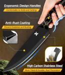 Knife Set, 8 Pieces Kitchen Knife Set, High Carbon German Stainless Steel, Dishwasher Safe Cutlery with Sharpener, Black